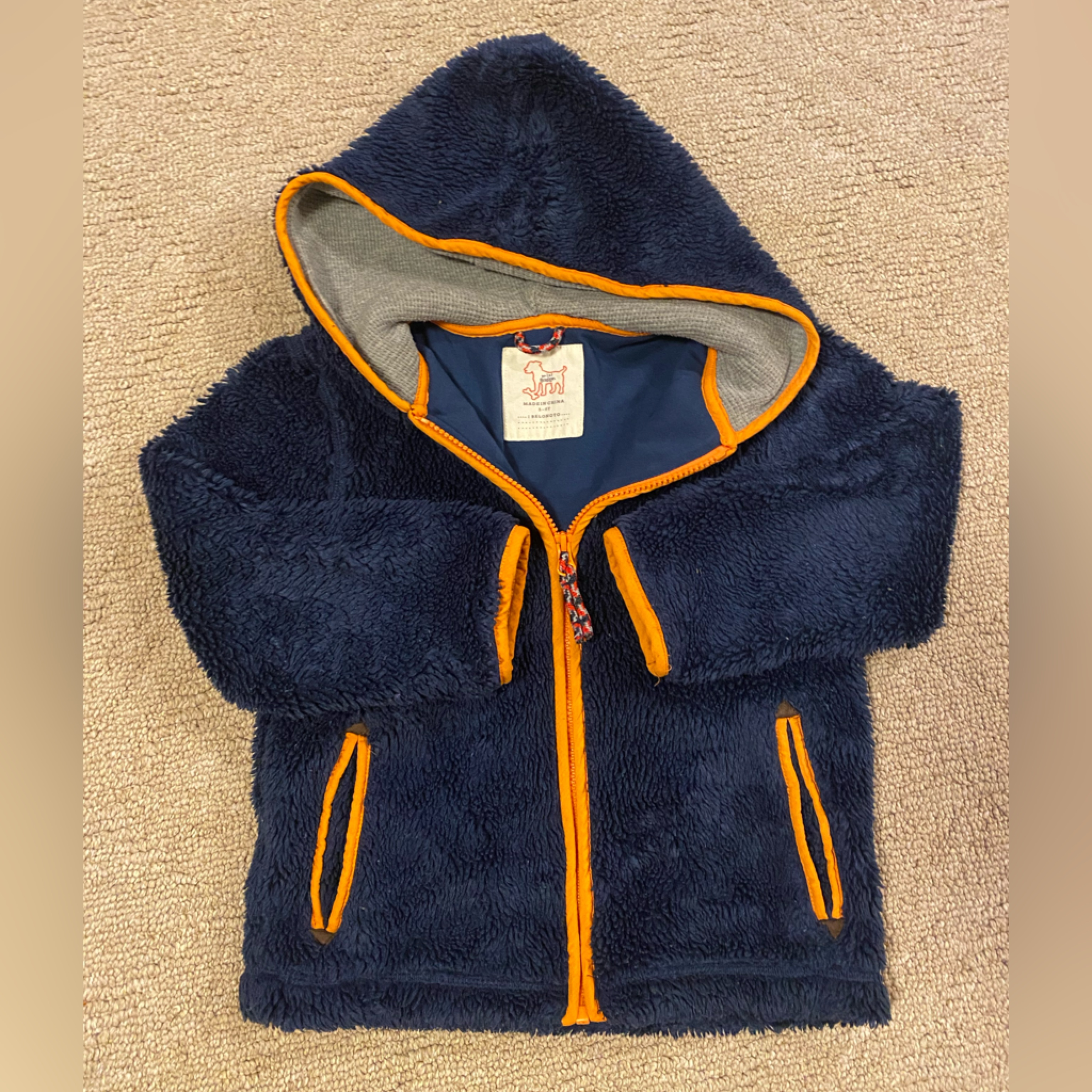 Mini Boden Navy And Orange Kids Jacket